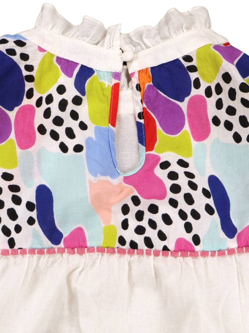 THML Colorful Puff Sleeve Blouse Medium Abstract Print Babydoll Top - Picture 8 of 8